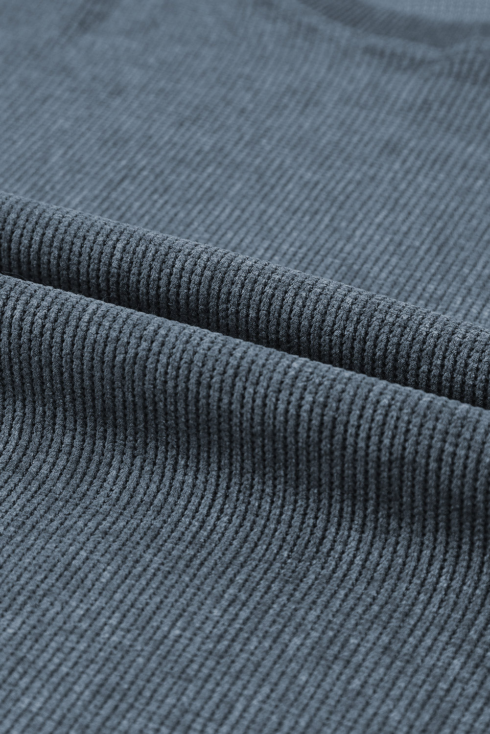 Customizable Solid Ribbed Knit Round Neck Casual PulloverSweatshirt