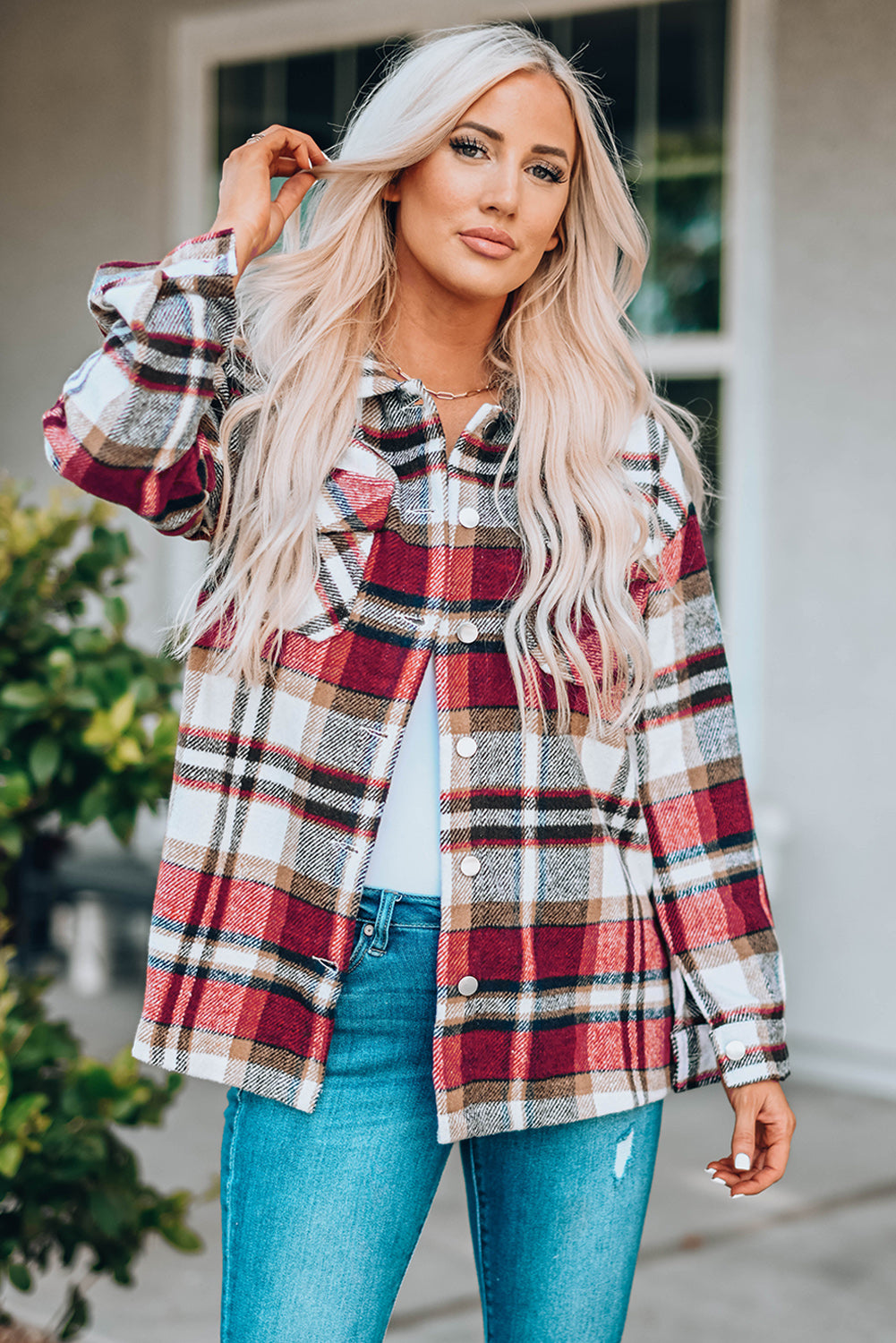 Plaid Button Down Oversized Shacket