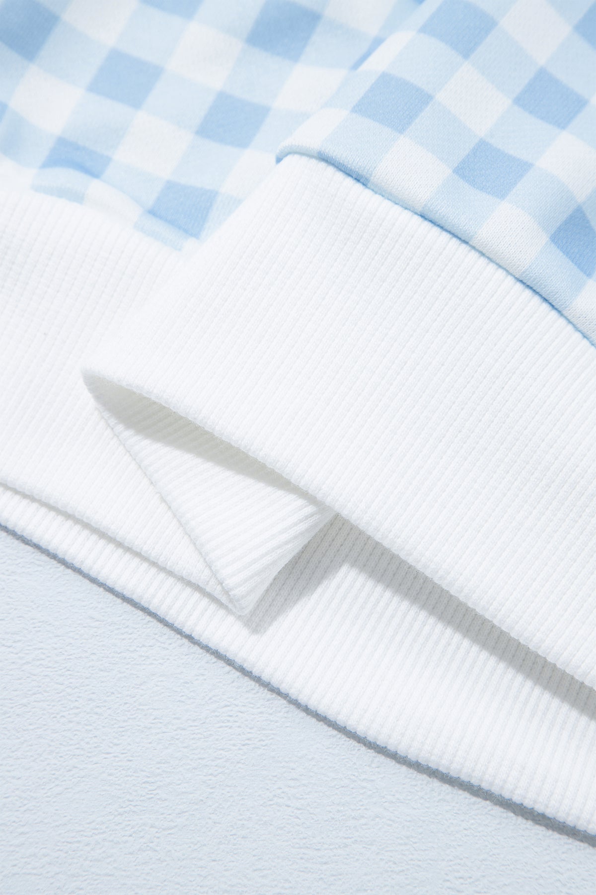 Gingham Plaid Sweatshirt Oversized Puff Sleeve Pullover