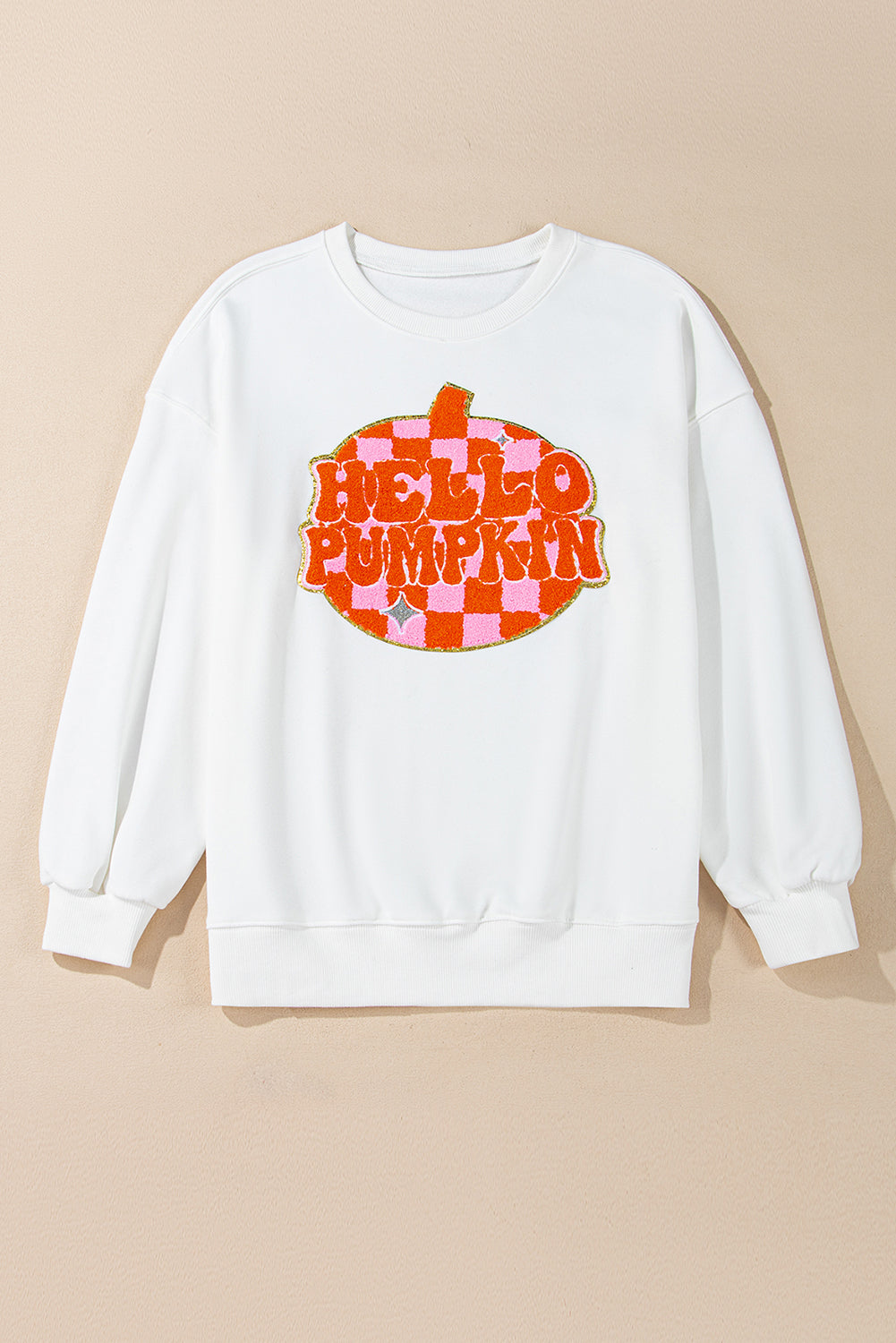 Hello Pumpkin Chenille Patch Halloween Pullover Sweatshirt