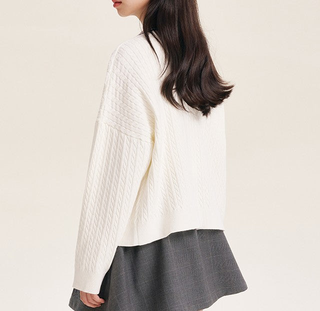 Girls' Cozy Button-Front Cardigan with Striped Trim