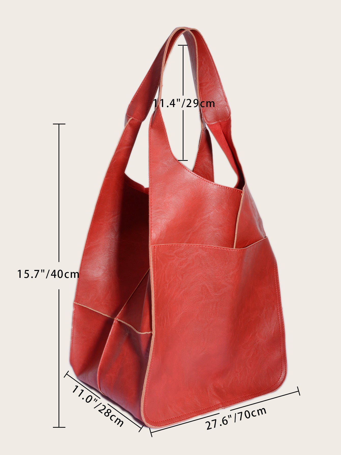 Large Soft PU Leather Tote Bag with Oversized Capacity