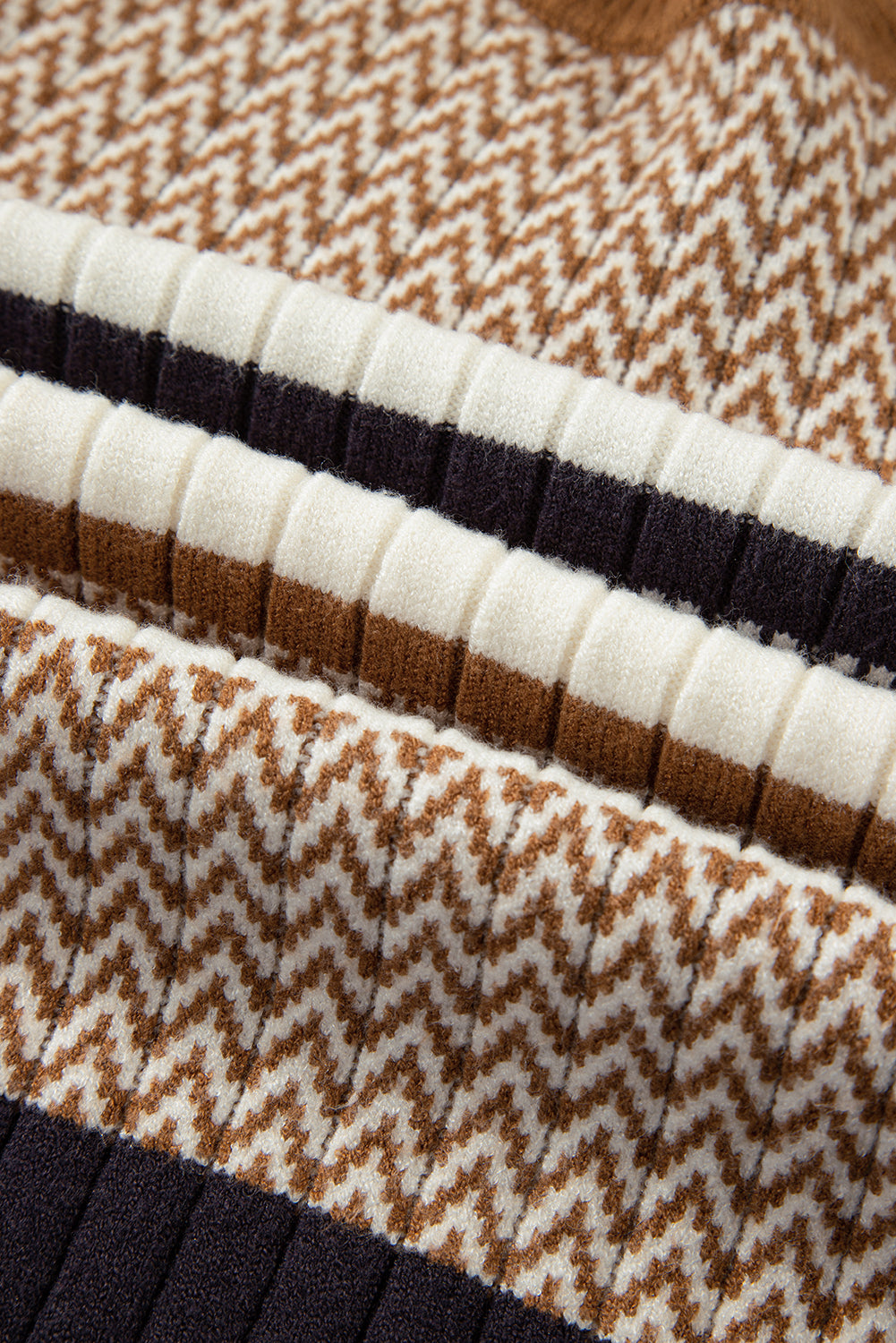 Women's Slim Fit Knit Sweater with Stripes and Ribbed Trim