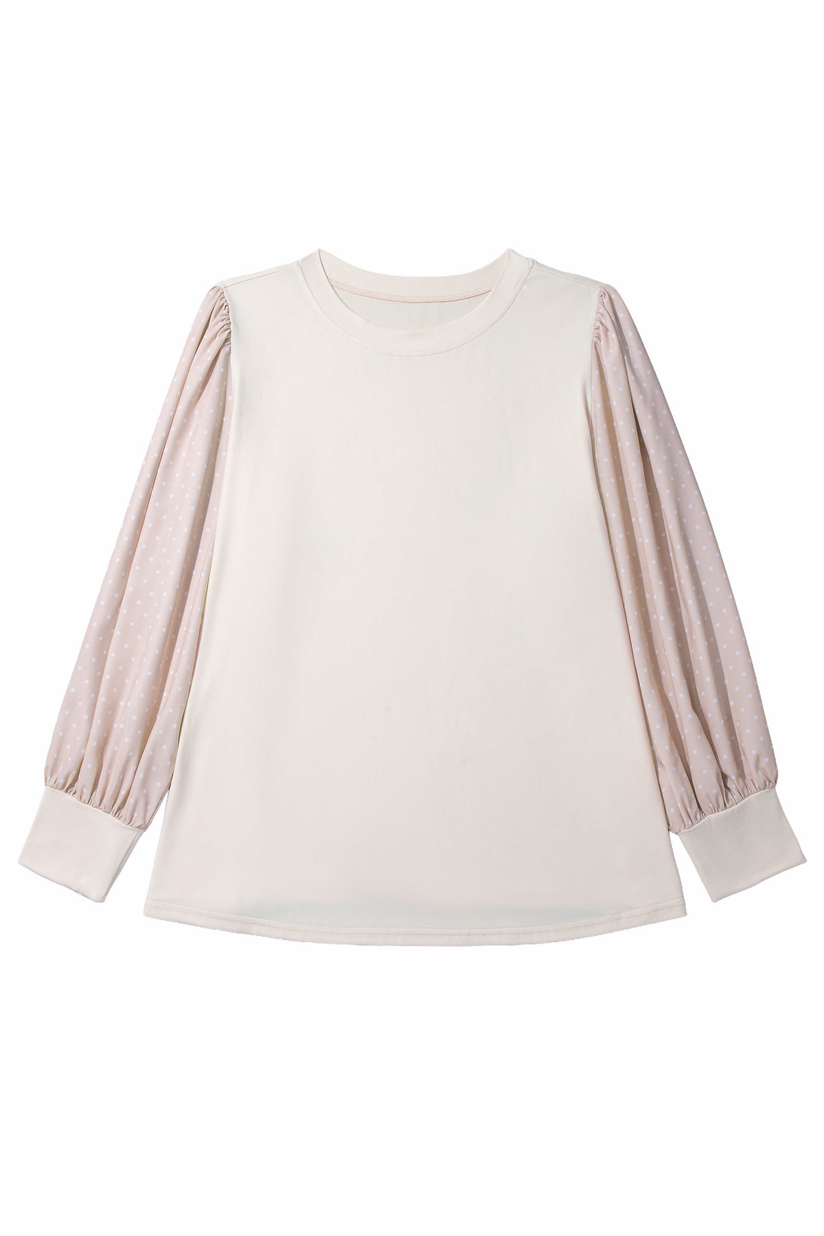 Plus Size Polka Dot Sleeve Colorblock Blouse Women