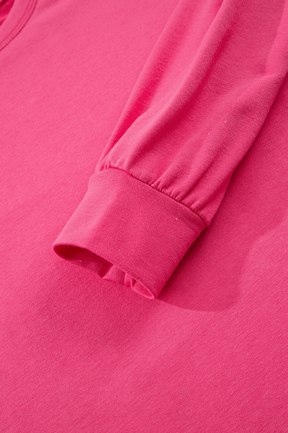 Bright Pink Patchwork Hemline Round Neck Casual Top