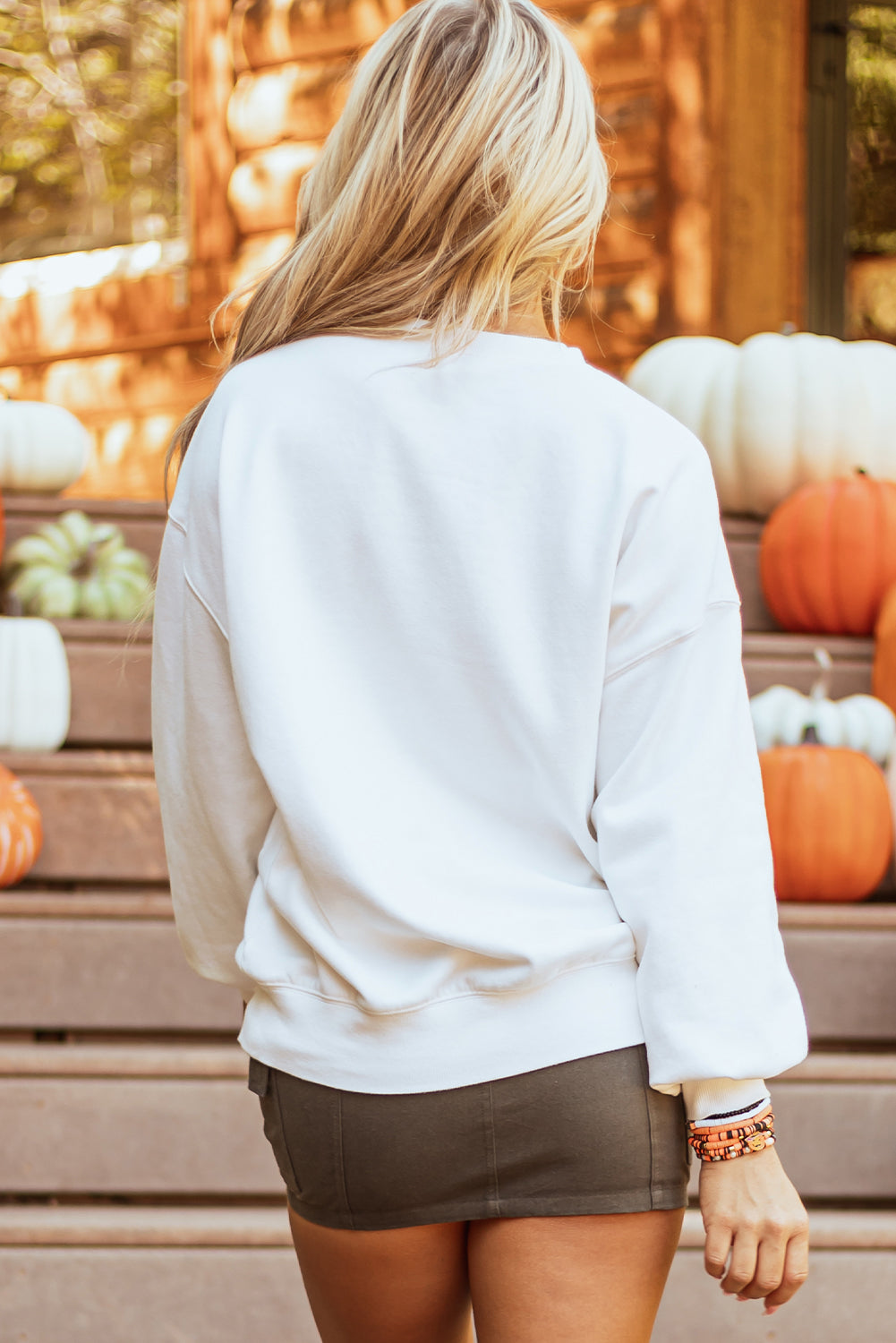 Hello Pumpkin Chenille Patch Halloween Pullover Sweatshirt