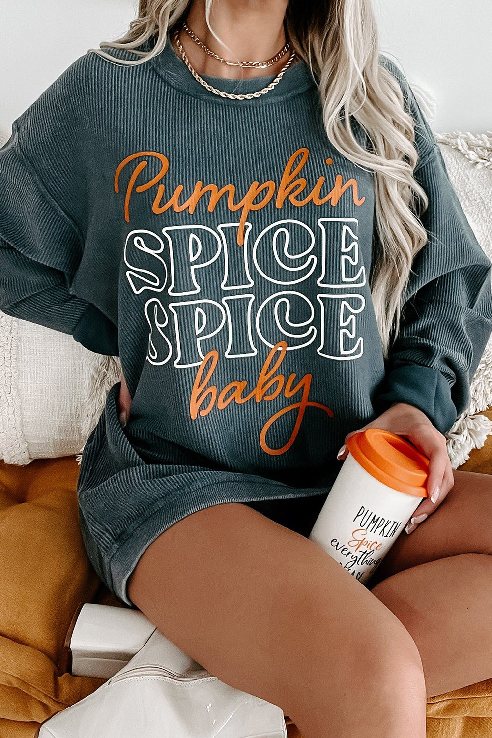 Pumpkin Spice Baby Textured Graphic Sweatshirt
