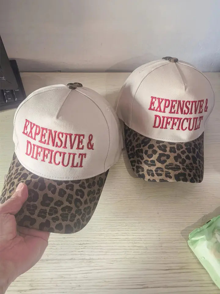Red Dahlia Leopard Contrast Brim Baseball Cap Adjustable Hat