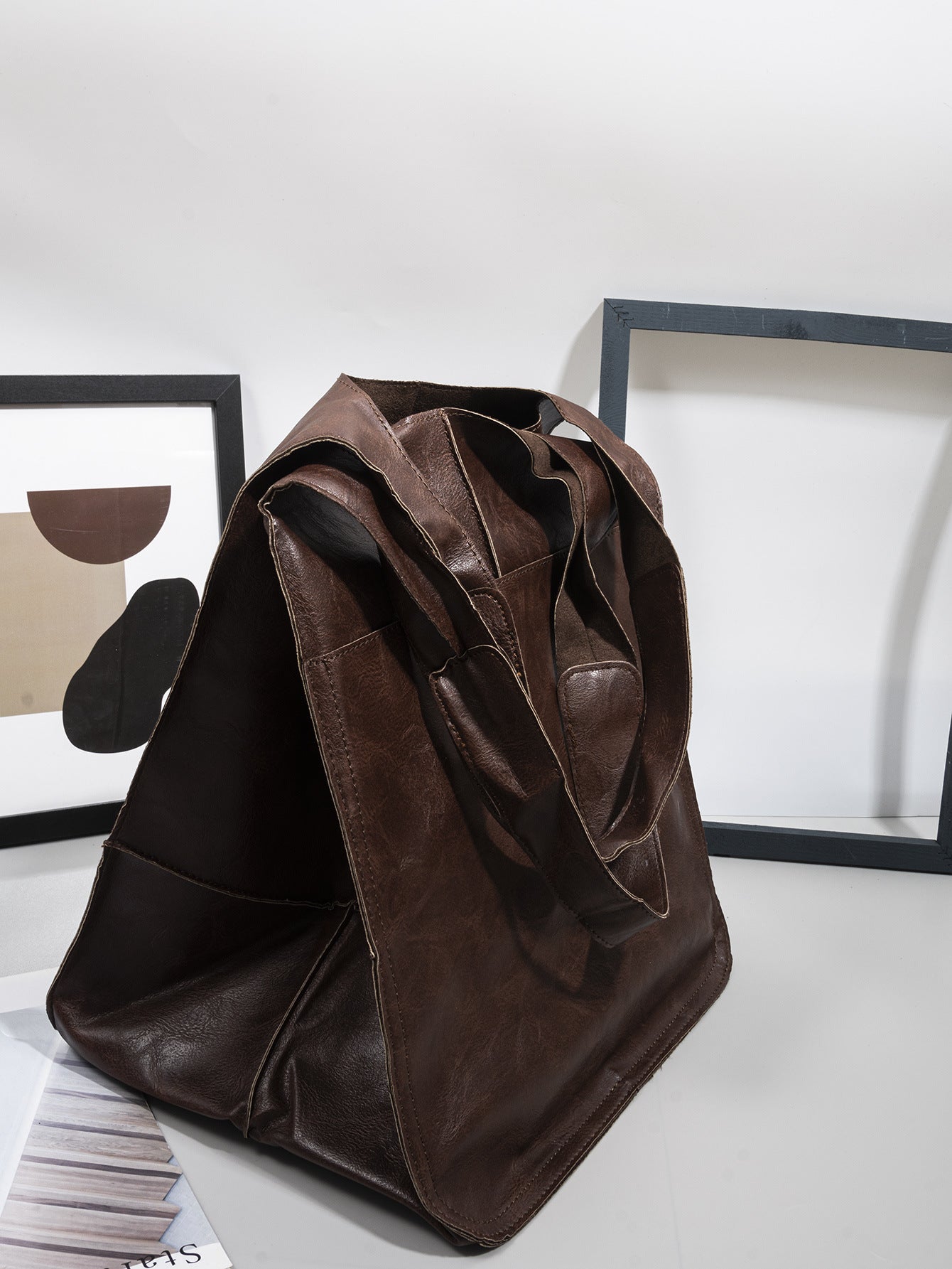Large Soft PU Leather Tote Bag with Oversized Capacity
