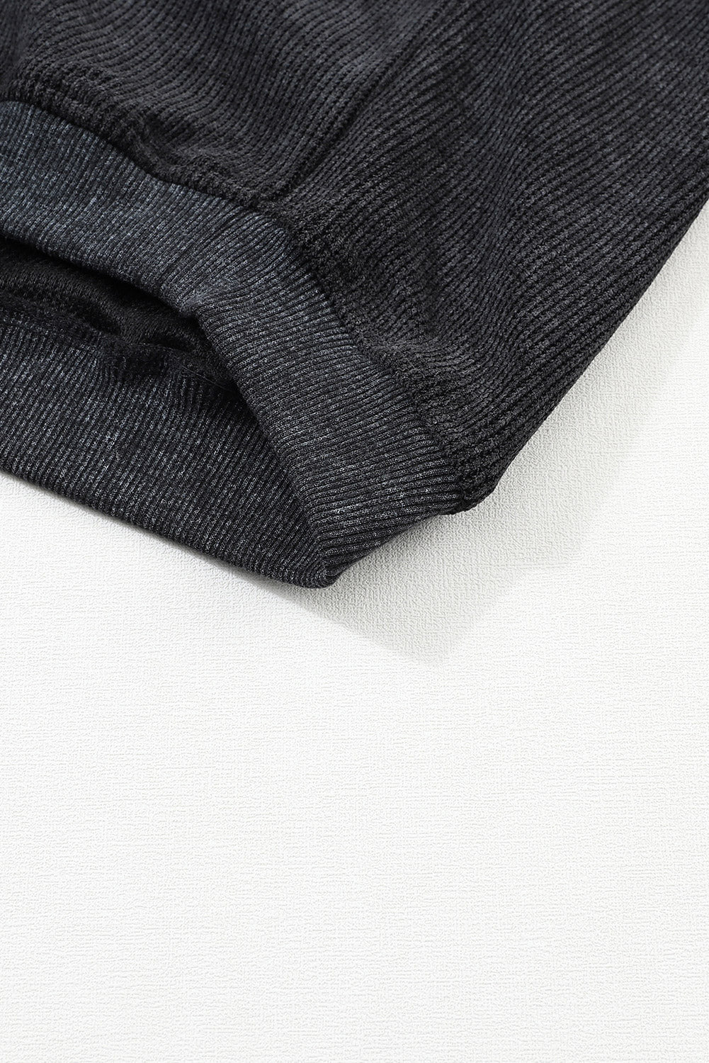 Customizable Solid Ribbed Knit Round Neck Casual PulloverSweatshirt