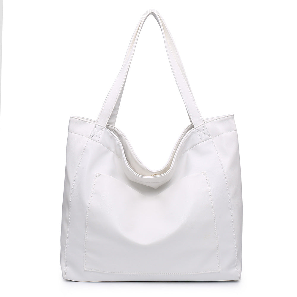 Vintage Soft PU Leather Large Tote Bag with Pocket