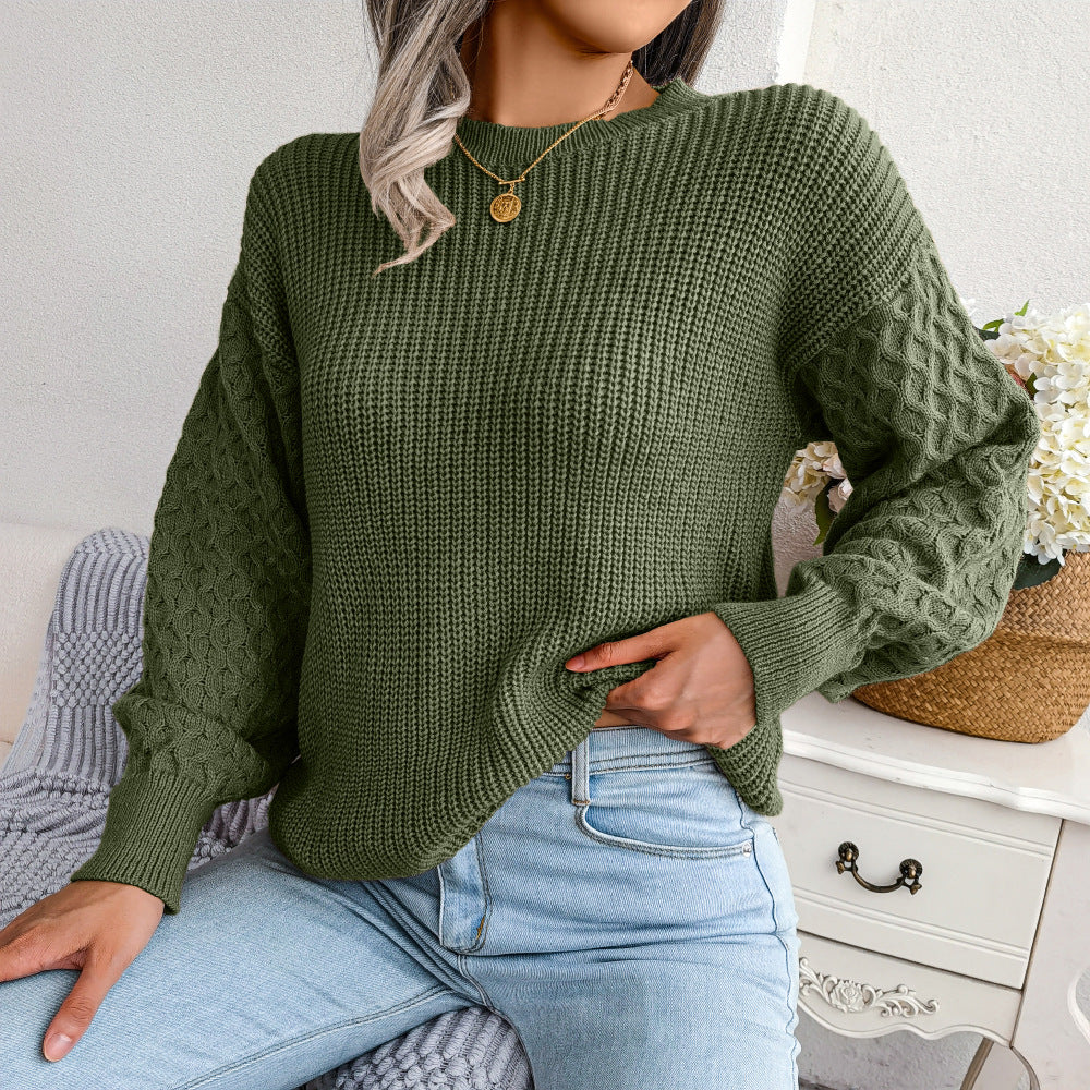 2025 Fall/Winter Casual Lantern Sleeve Knit Sweater