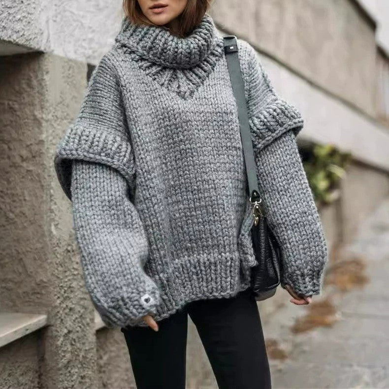 Women's Oversized Chunky Knit Turtleneck Sweater