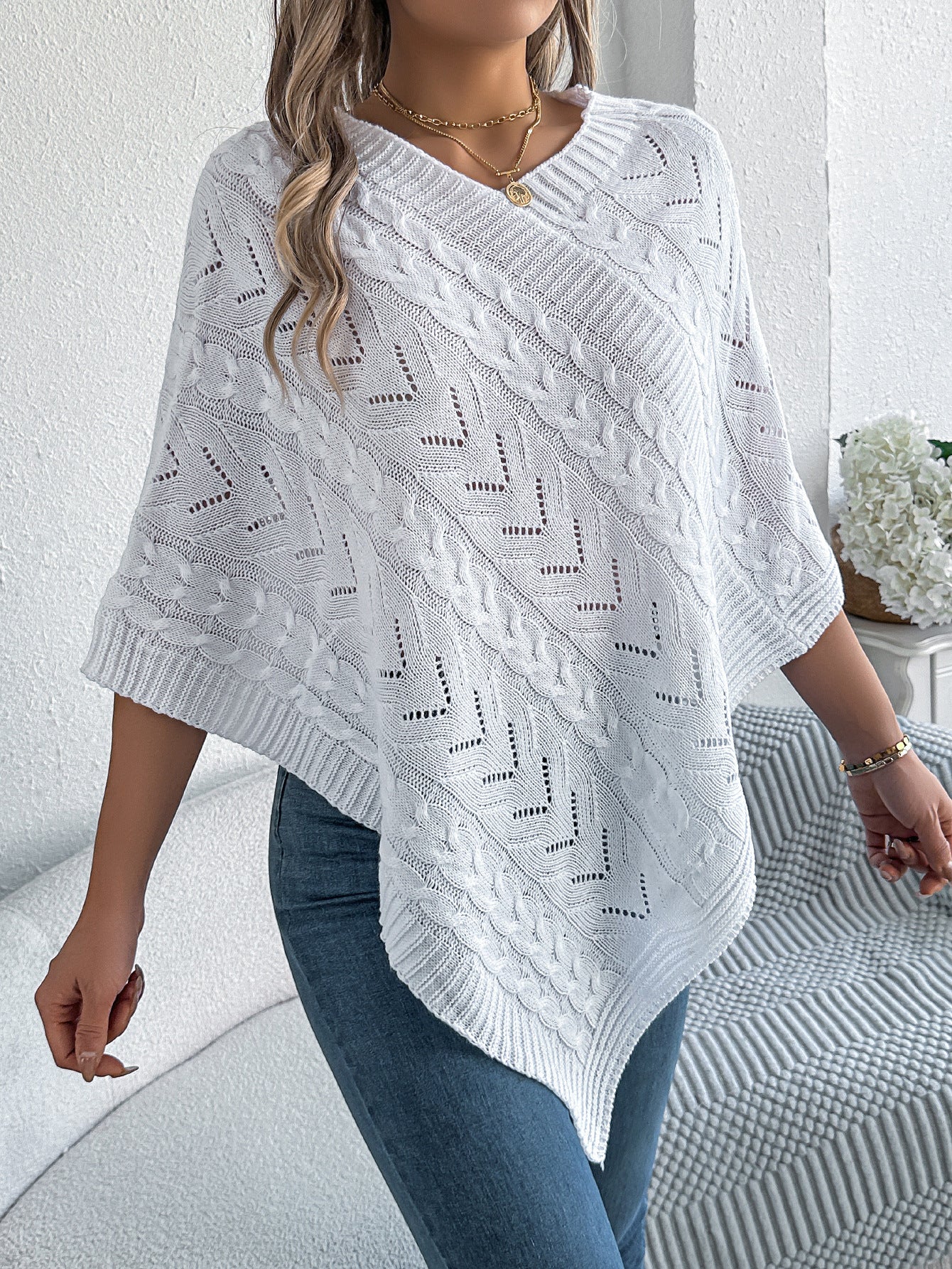 2025 Fall/Winter Cozy Poncho Knit Sweater Jacket