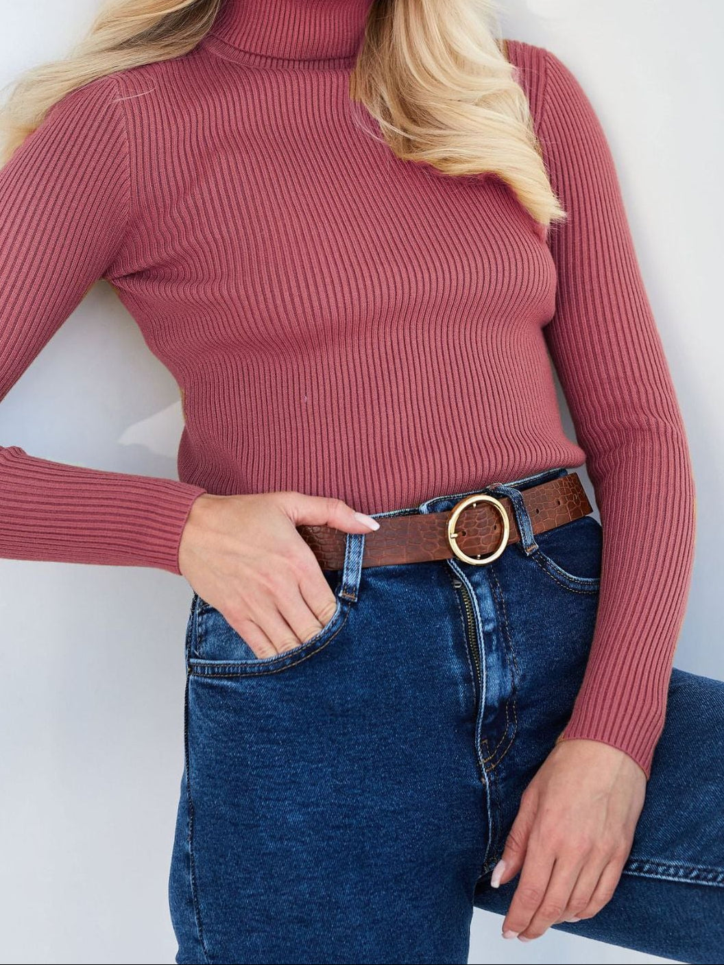 Women's Ribbed Turtleneck Sweater Lightweight Knit Top