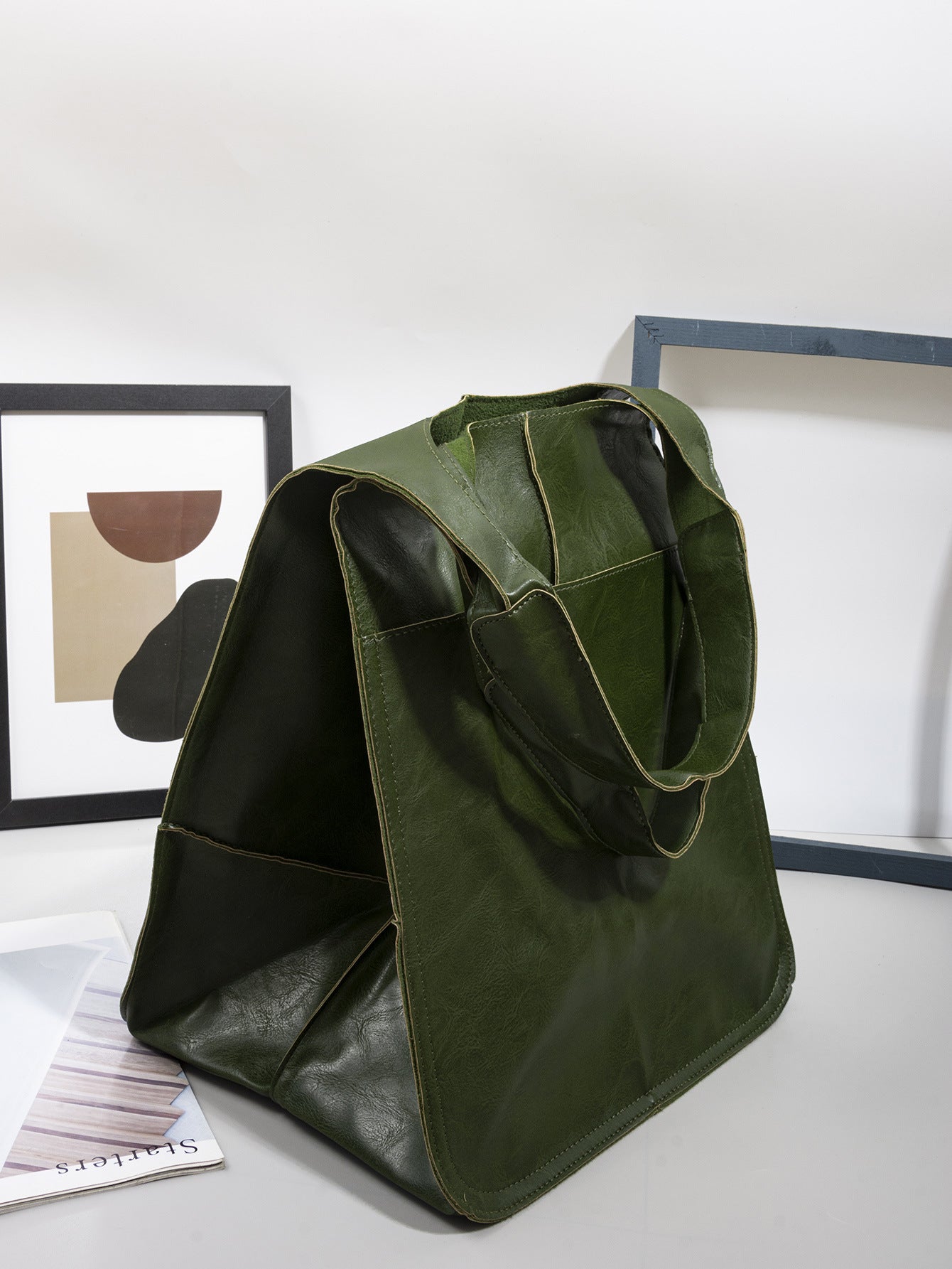 Large Soft PU Leather Tote Bag with Oversized Capacity