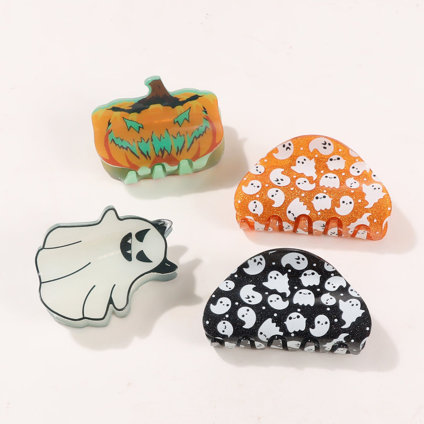 Halloween Ghost Pumpkin Claw Clips Spooky Cute