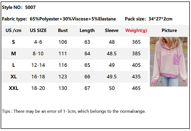 2025 Fall/Winter Colorblock Knit Trim Hoodie – Casual Pullover Sweatshirt