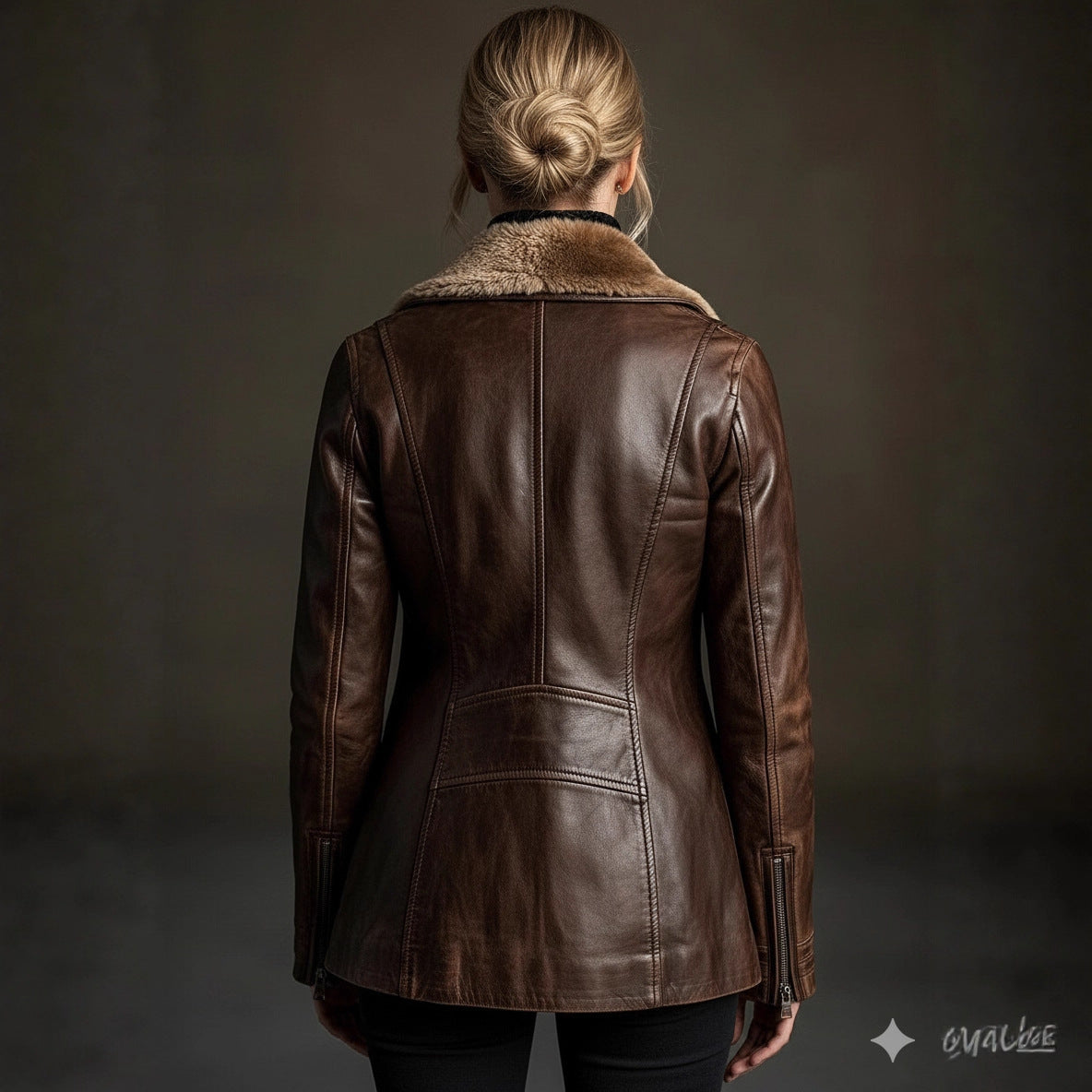Women's Faux Fur Collar Suede Moto Jacket