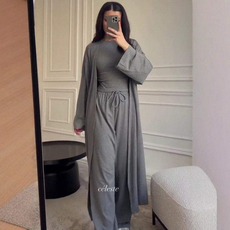 Women's Elegant Long Sleeve Wide Leg Pants Matching Set