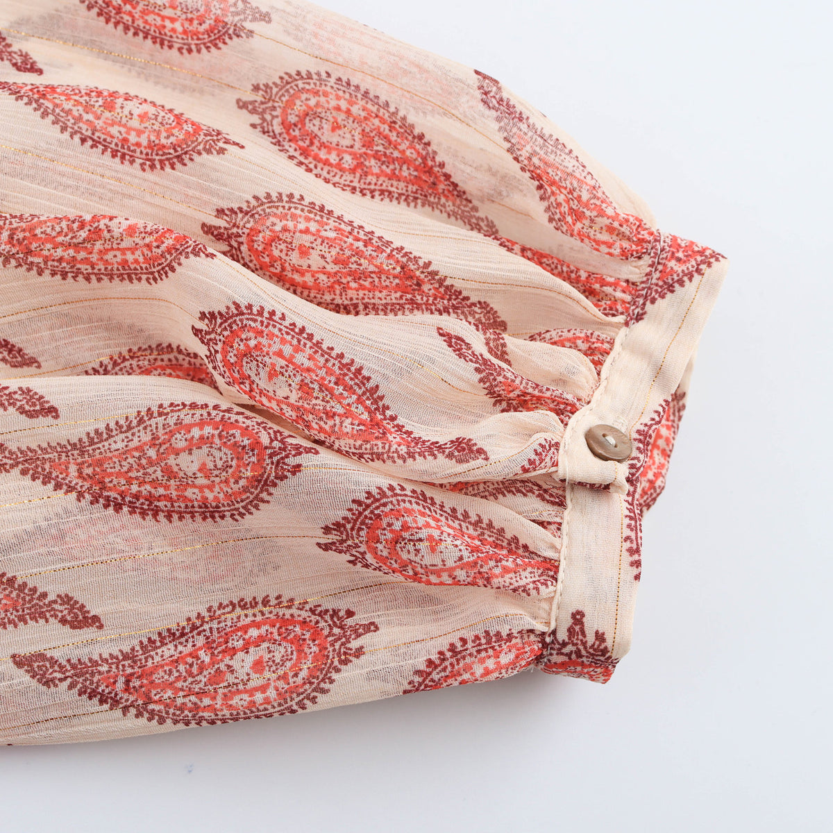 Women's Paisley Balloon Sleeve Tie Neck Blouse