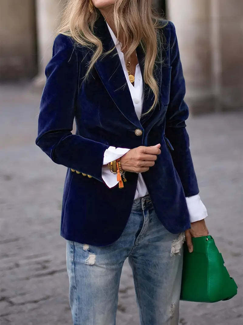 Women's Single Button Blazer Long Sleeve Business Casual