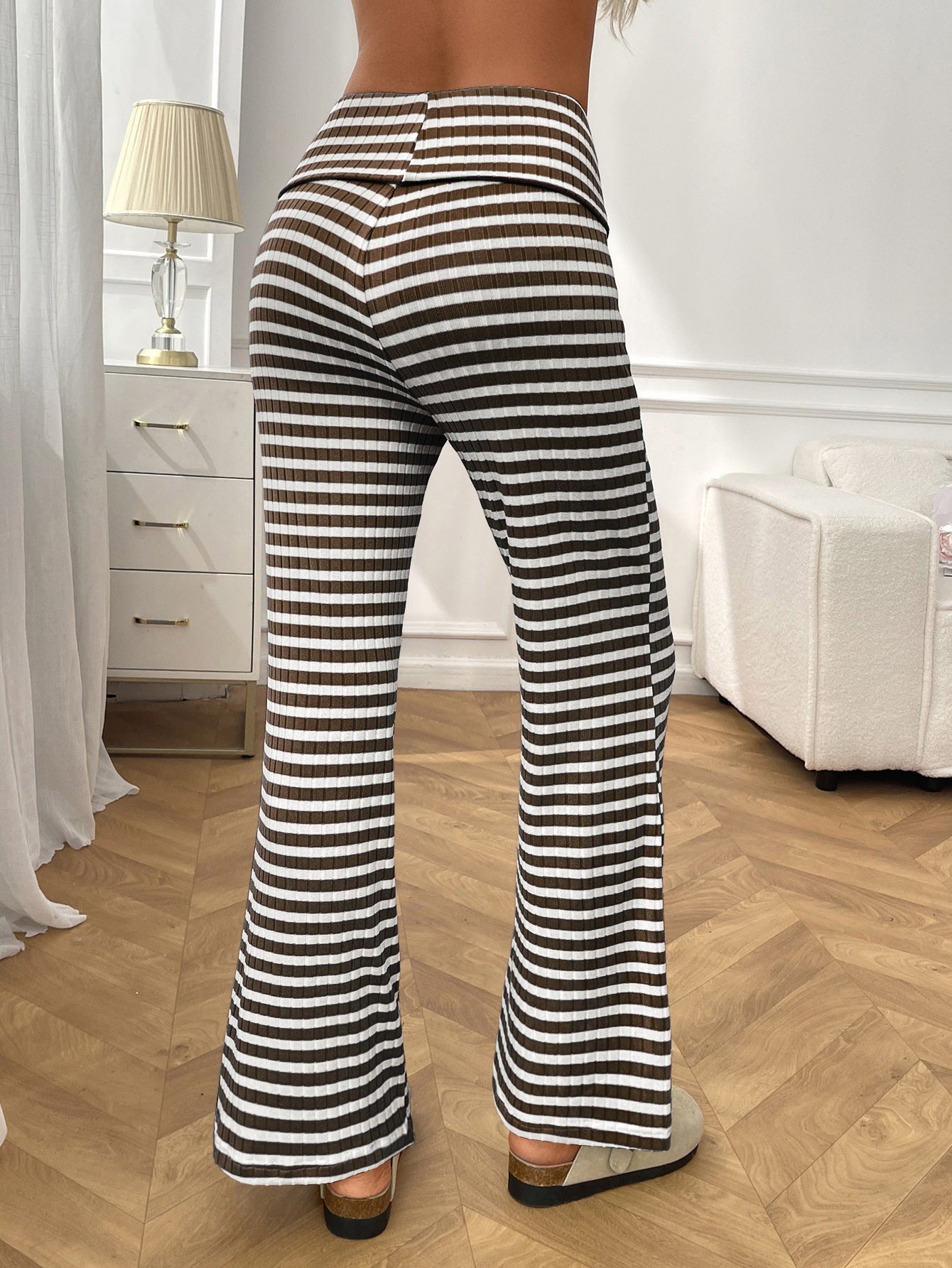 2025 Fall/Winter Y2K Striped Lounge Pants – Casual Women’s Homewear