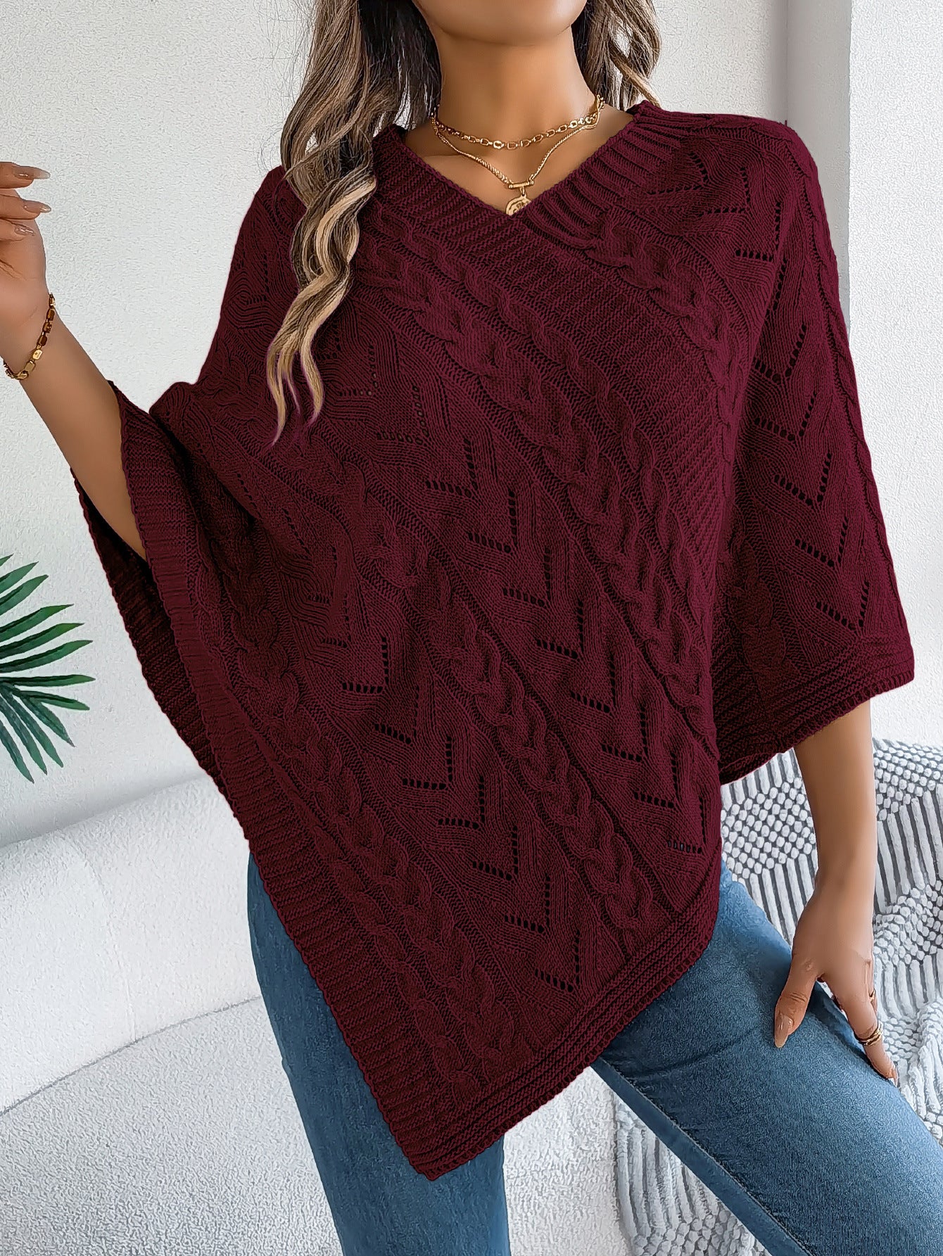 2025 Fall/Winter Cozy Poncho Knit Sweater Jacket
