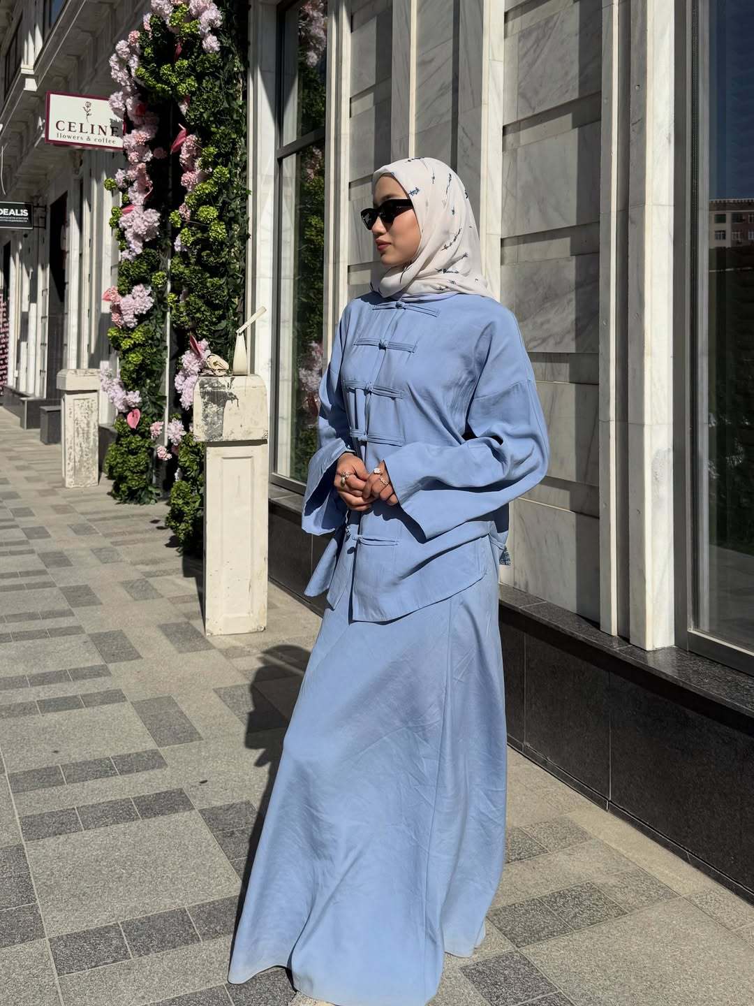 Modest Pastel 2-Piece Set Long Sleeve Maxi Skirt