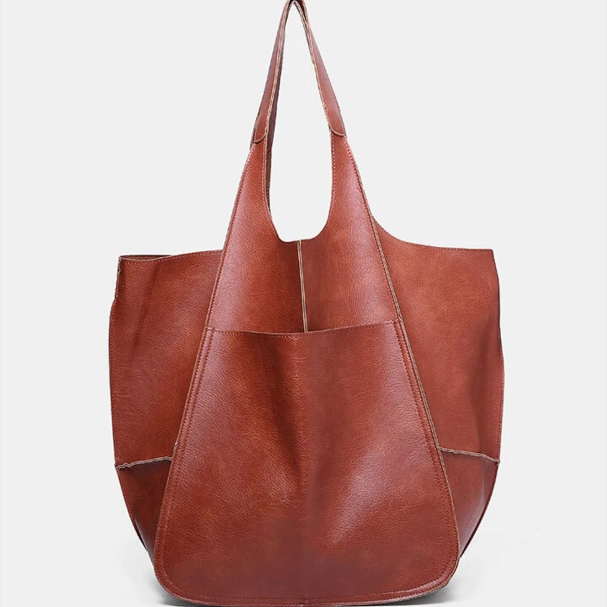 Large Soft PU Leather Tote Bag with Oversized Capacity