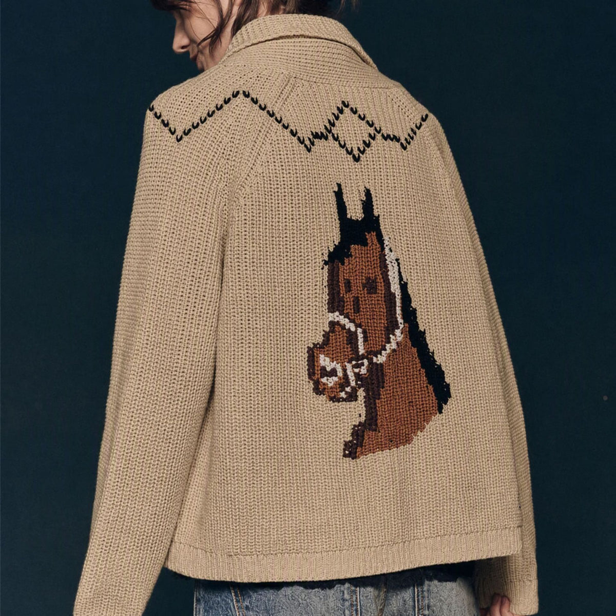 Women's Chunky Animal Open Front Knit Cardigan