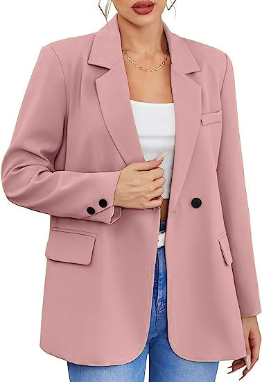 Women's Casual Blazer Two Button Lapel Office Jacket
