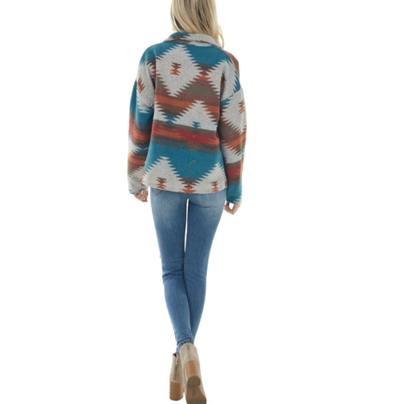 Women's Aztec Geometric Oversized Shacket Jacket