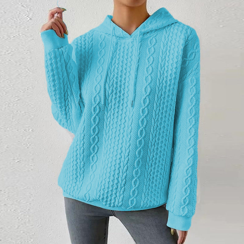 Women's Oversized Cable Knit Hoodie Sweater