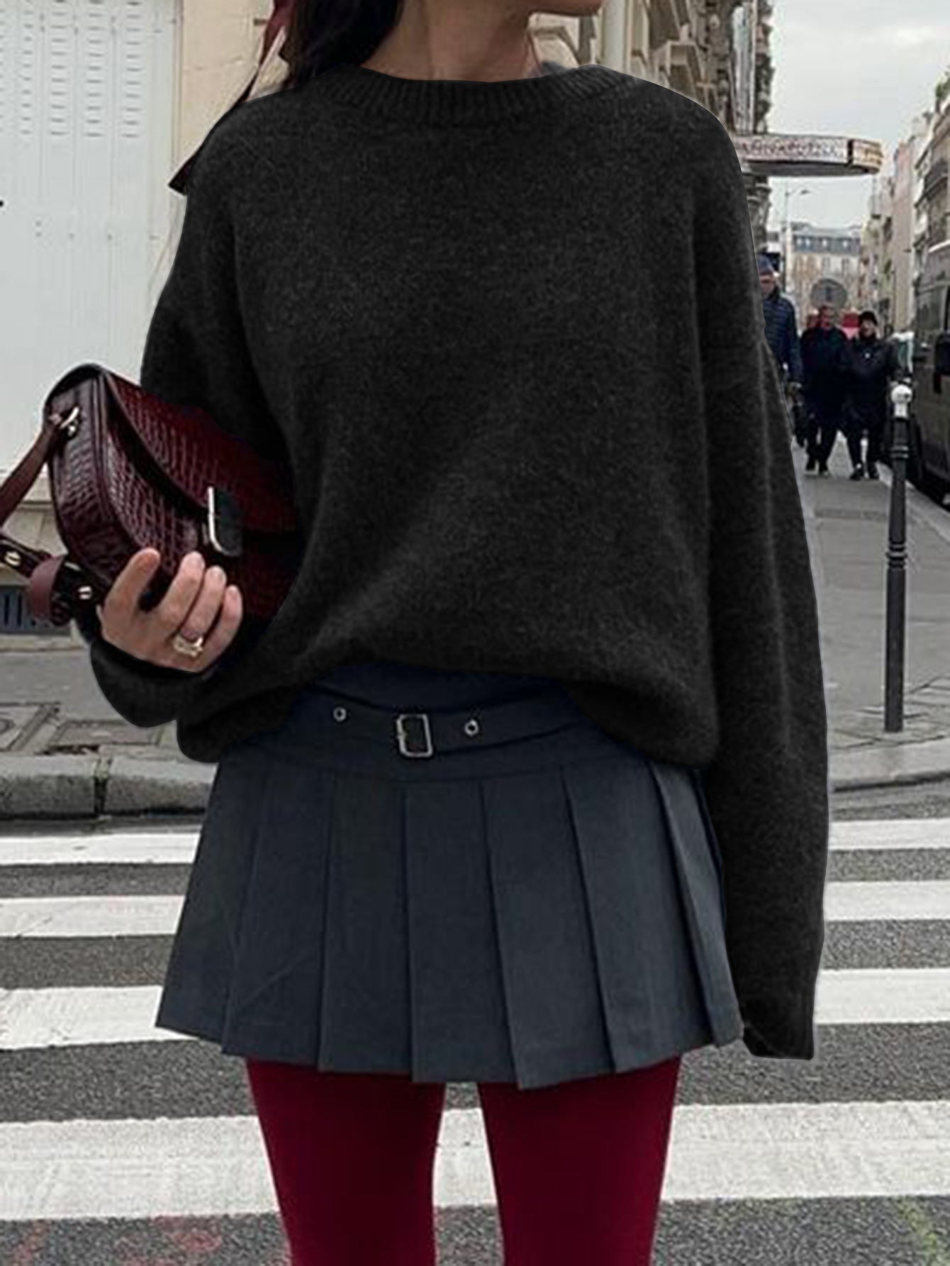 Women’s Casual Solid Knit Long Sleeve Pullover Sweater