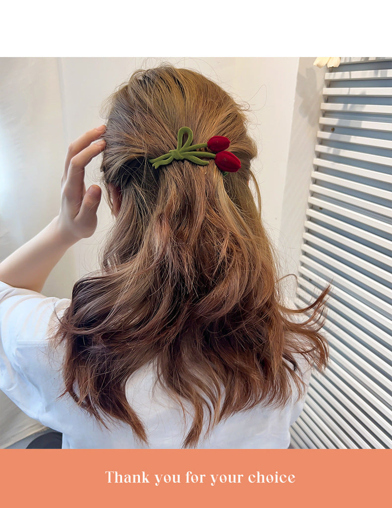 Velvet Tulip Claw Clips Pearl Hair Barrettes