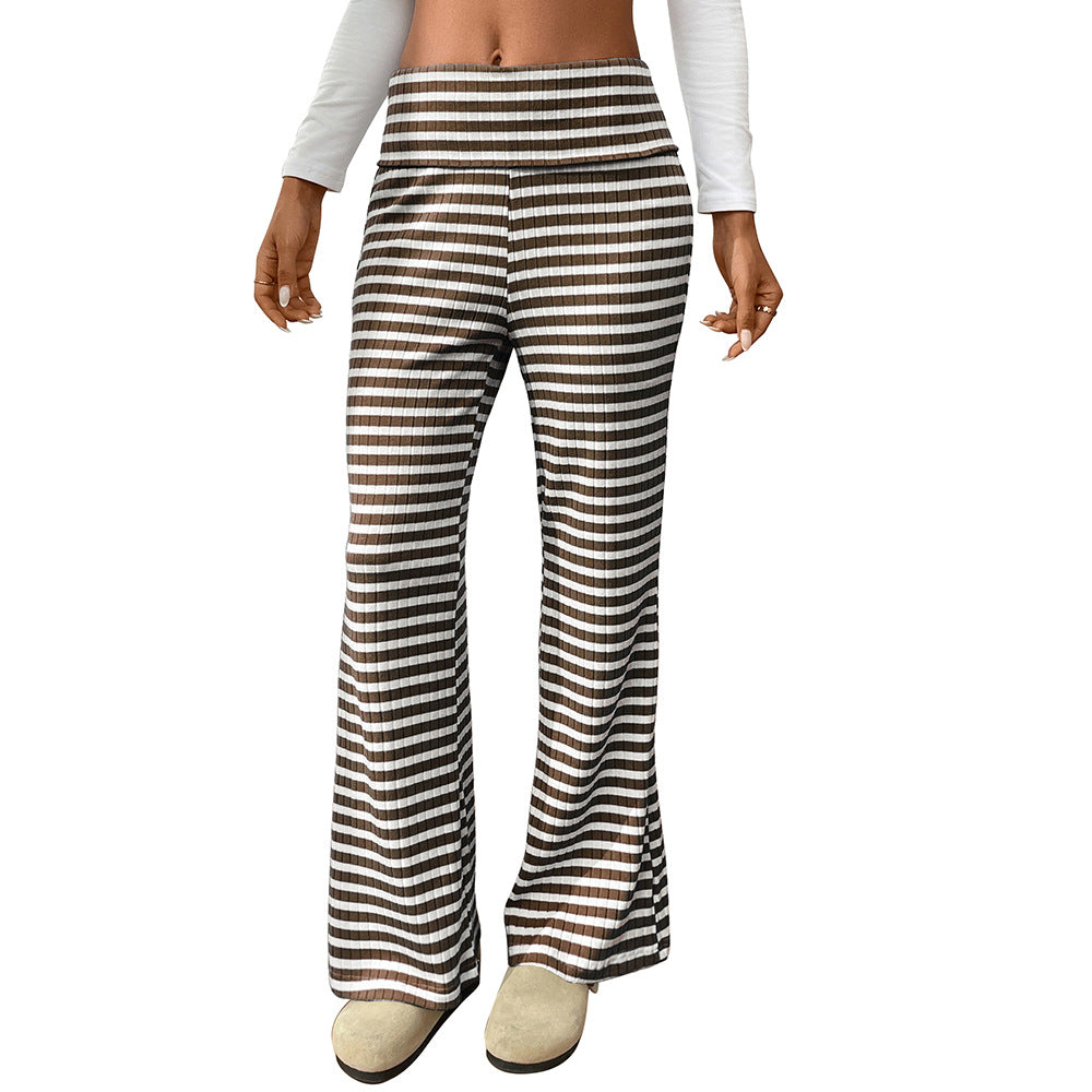 2025 Fall/Winter Y2K Striped Lounge Pants – Casual Women’s Homewear