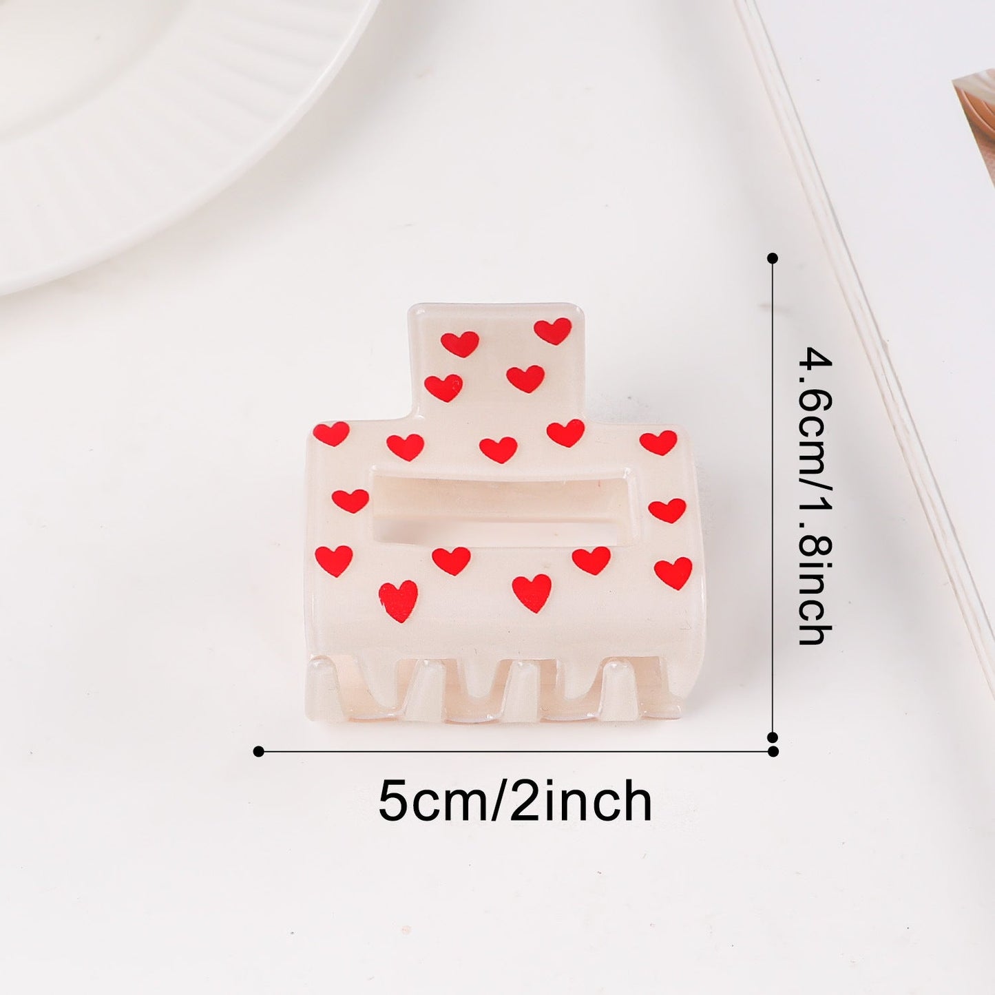 Red Heart Print Hair Claw Clip Cute Large Hair Clip