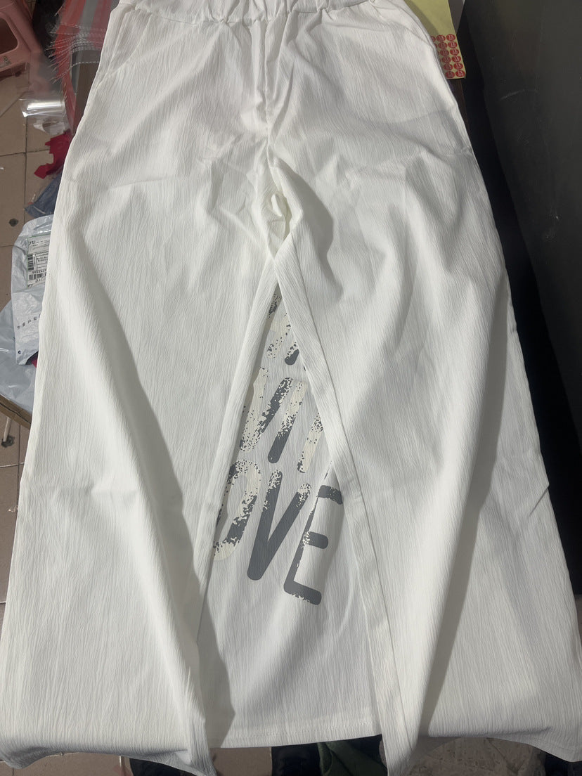 Women's Oversized Linen Graphic Half Sleeve Pants Set