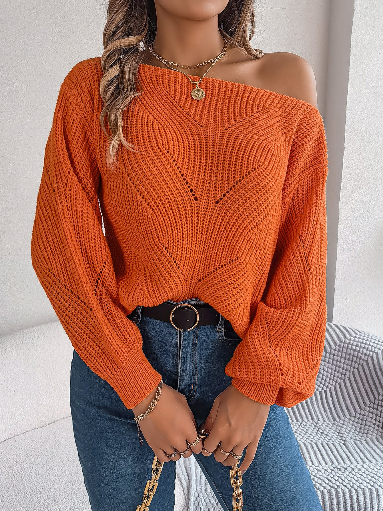 2025 Fall/Winter V-neck Cable Knit Pullover Sweater, Casual Stylish Sweater