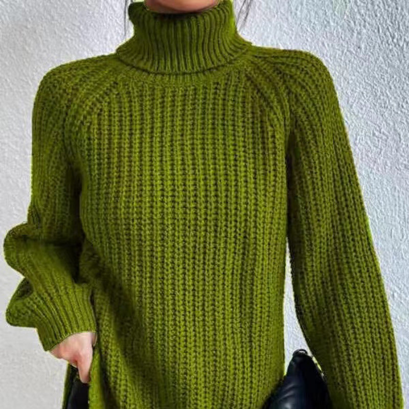 Women's Oversized Chunky Turtleneck Sweater Long Knit