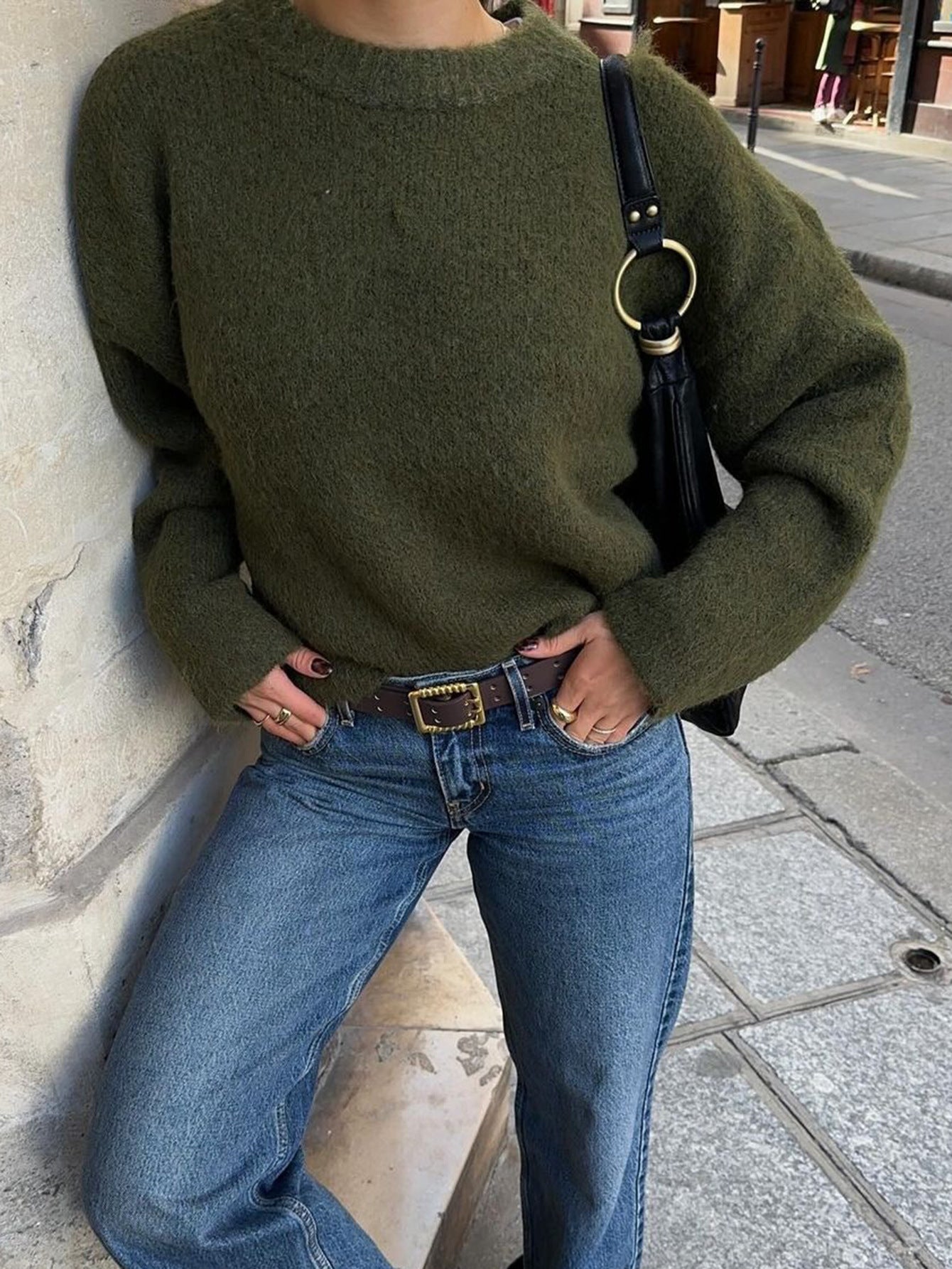 Women’s Casual Solid Knit Long Sleeve Pullover Sweater