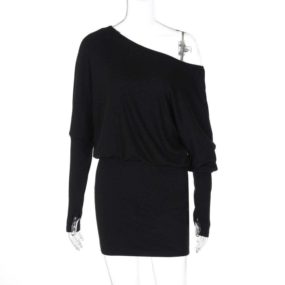 Y2K One Shoulder Long Sleeve Bodycon Mini Dress