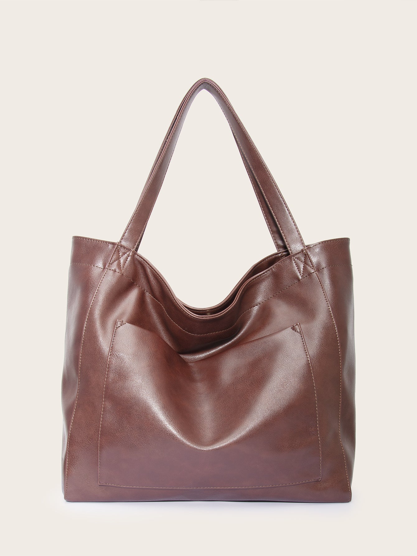 Vintage Soft PU Leather Large Tote Bag with Pocket