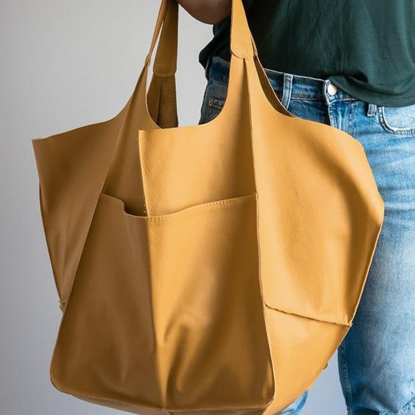 Large Soft PU Leather Tote Bag with Oversized Capacity