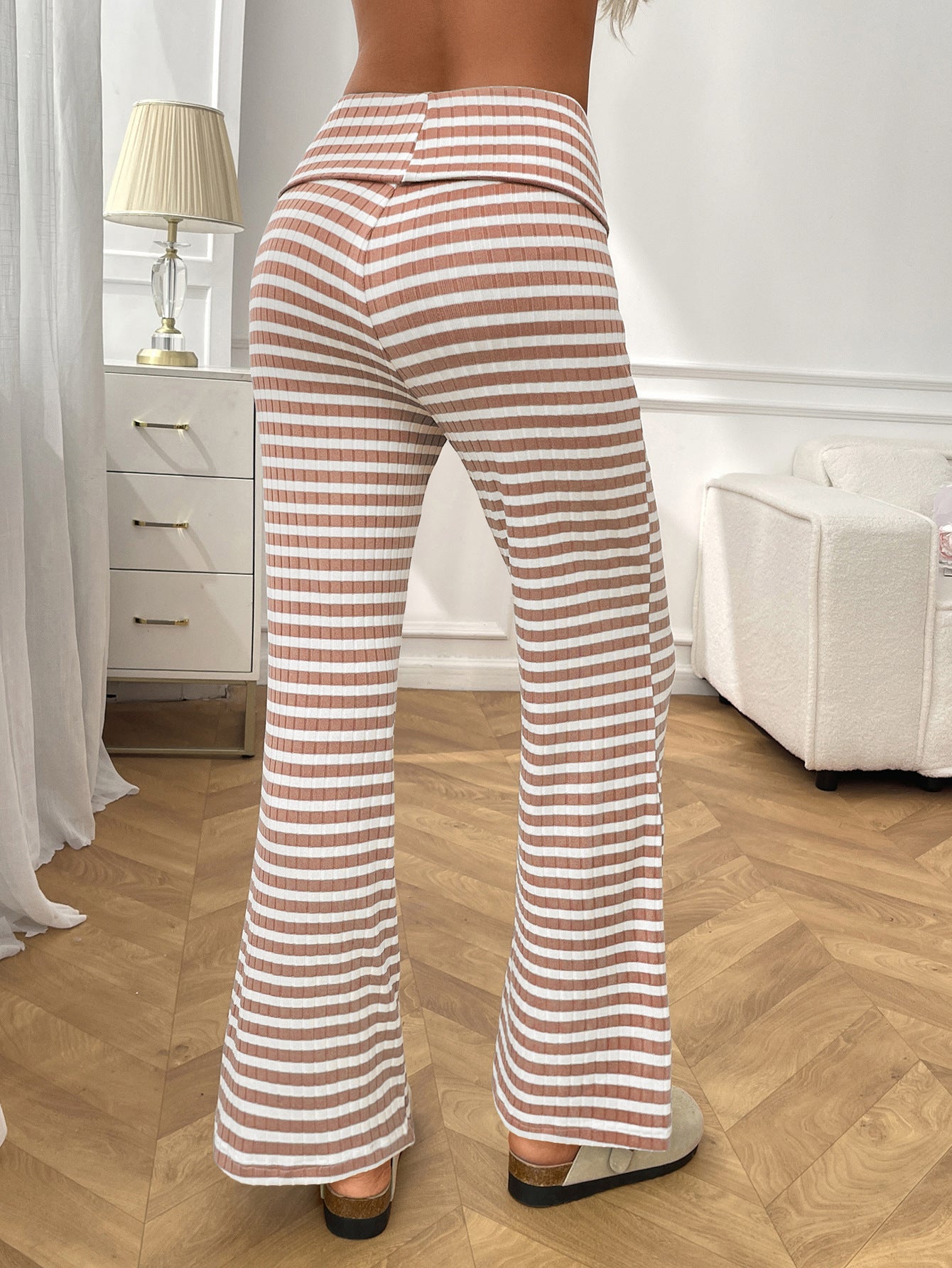 2025 Fall/Winter Y2K Striped Lounge Pants – Casual Women’s Homewear