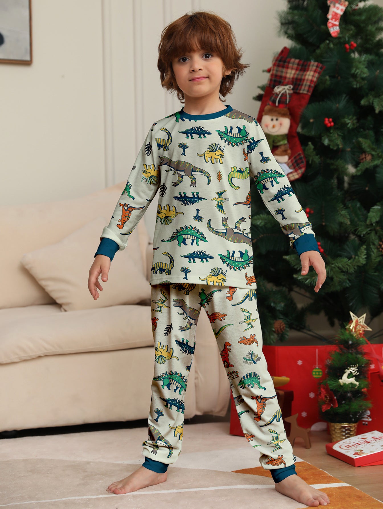 Animal Dinosaur Parent-Child Printed Christmas Pajama Set