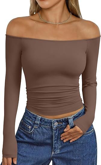 Women's Y2K Off Shoulder Long Sleeve Going Out Top