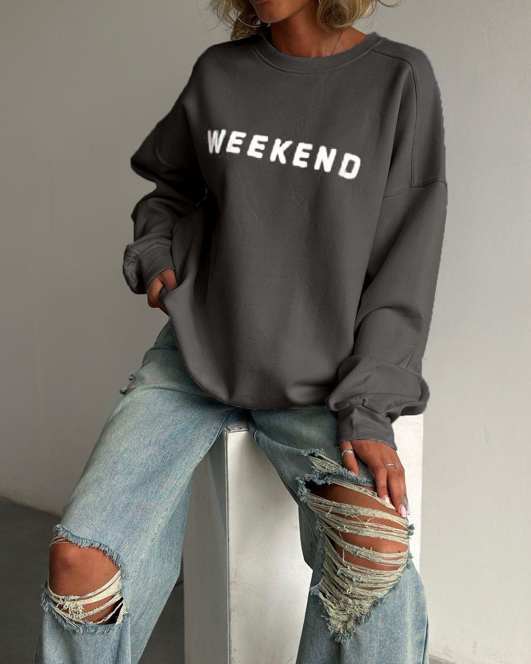 Women's Cozy Graphic Crewneck Sweatshirt Winter Fleece