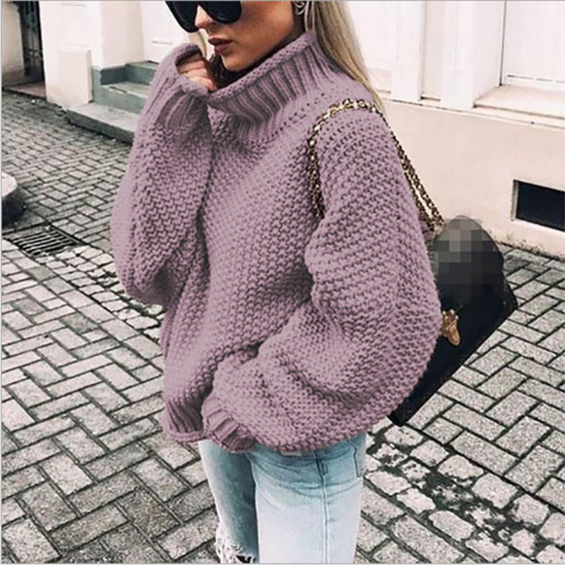Women's Chunky Oversized Turtleneck Batwing Sweater